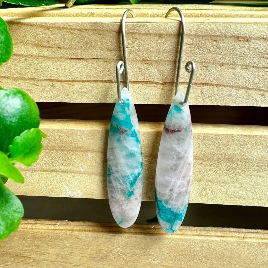 Small Batched Chrysocolla Stone Drop Earring - Studio Selyn