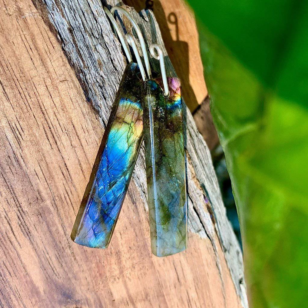 Small Batched Labradorite Stone Drop Earrings WS - Studio Selyn