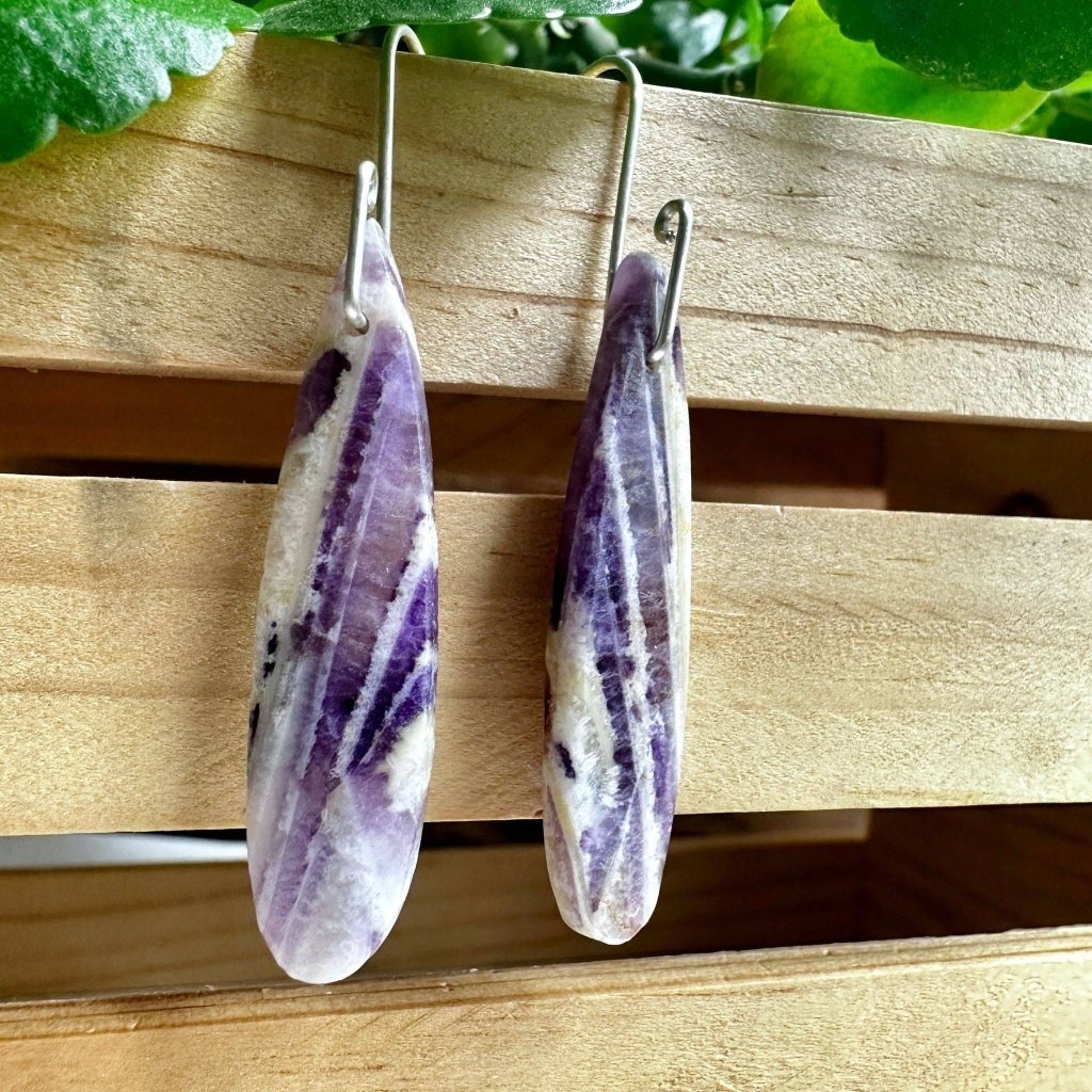 Small Batched Petrified Fluorite Stone Drop Earrings - Studio Selyn