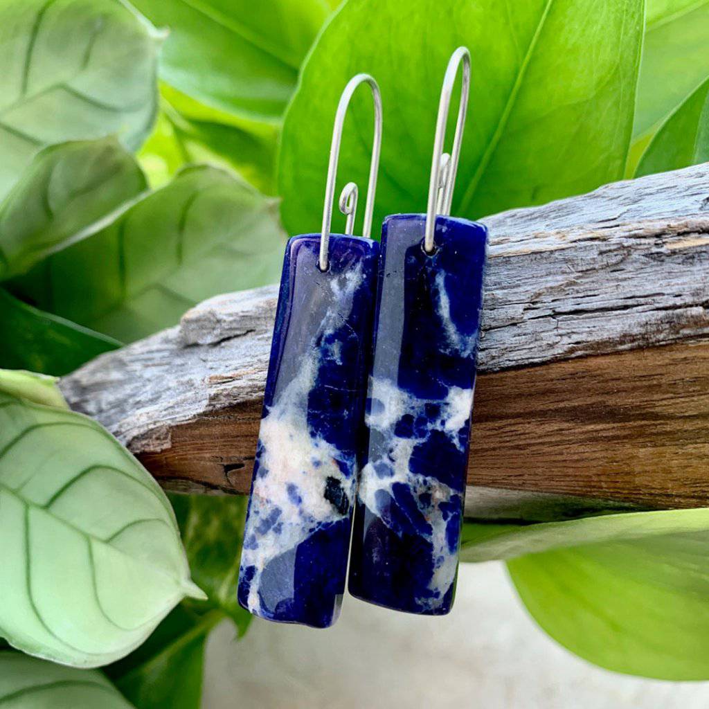 Small Batched Sodalite Stone Drop Earrings WS - Studio Selyn